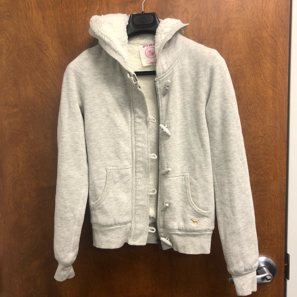 🚫SOLD🚫PINK VS Sherpa Fur Lined Hoodie Size Small